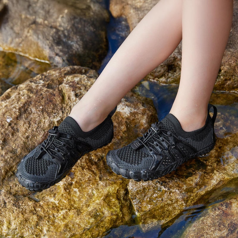 Stelle Water Shoes for Kids Girls Boys Barefoot Shoes with Adjustable Laces Quick Drying Beach Sports Non Slip Swimming Hikingï¼ˆBlackï¼Œ13MLï¼‰ - Image 2