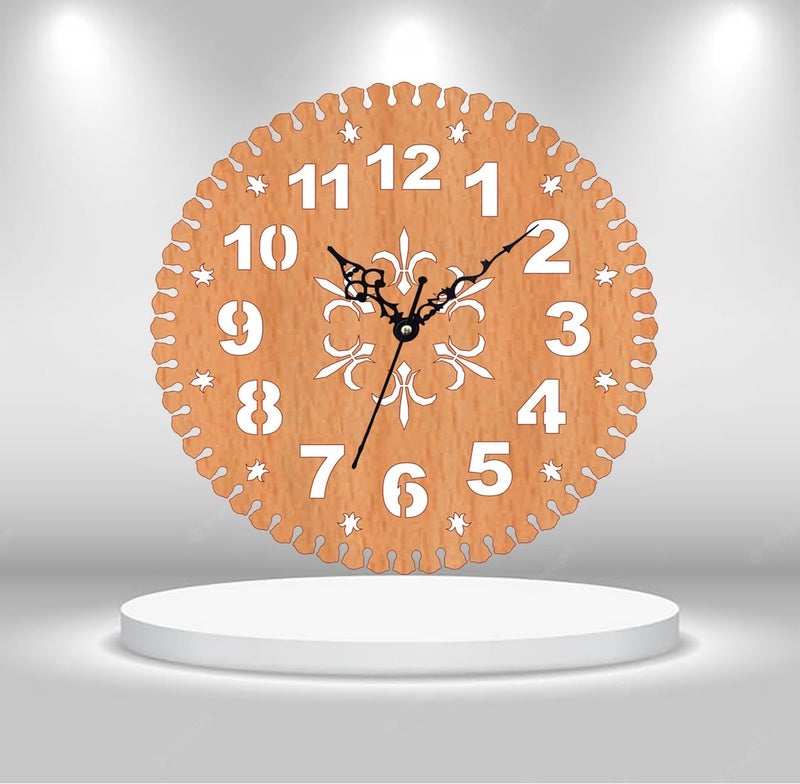 ADK Wooden Wall Clock MDF Designer Wall Watch Trendy Frameless Analog Hanging Home Decor Wall Clock for Bedroom Living Room Kitchen Drawing Room Office Standard 30 x 30 Cm - Image 4