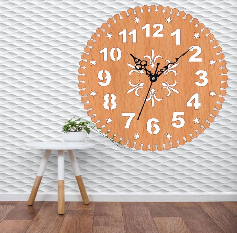 ADK Wooden Wall Clock MDF Designer Wall Watch Trendy Frameless Analog Hanging Home Decor Wall Clock for Bedroom Living Room Kitchen Drawing Room Office Standard 30 x 30 Cm - Image 3