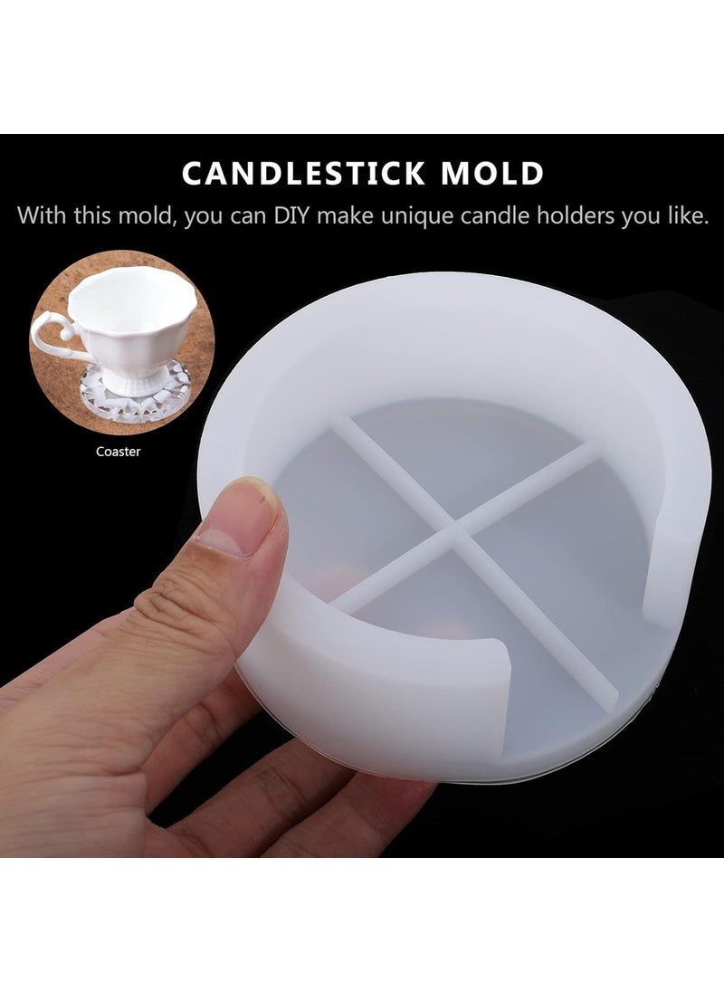 HEALLILY - HEALLILY Coaster Resin Molds 3D Round Silicone Epoxy Resin Casting Molds with Holder Mold Art Crystal Epoxy Mold -Pack of 1 - Image 1