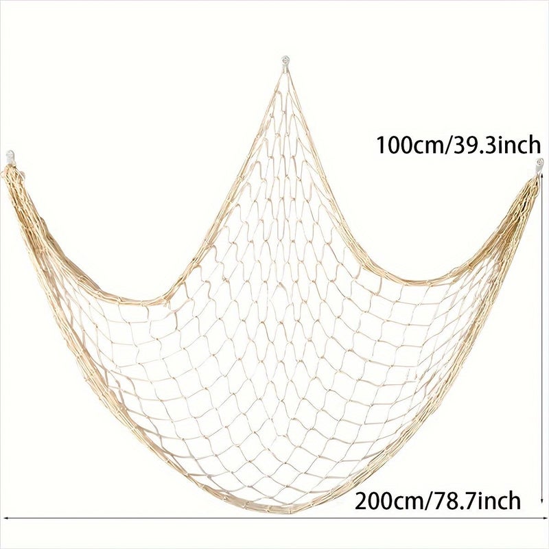 6 Pieces Large Nautical Fish Net Wall Decorations Jumbo Fishing Net Party Supplies 39.3 X 78.7 Inches For Mermaid Pool Luau Beach Theme Parties Hawaiian Tropical Table Cover Fabric Wall Hanging Easy Assembly - Image 2