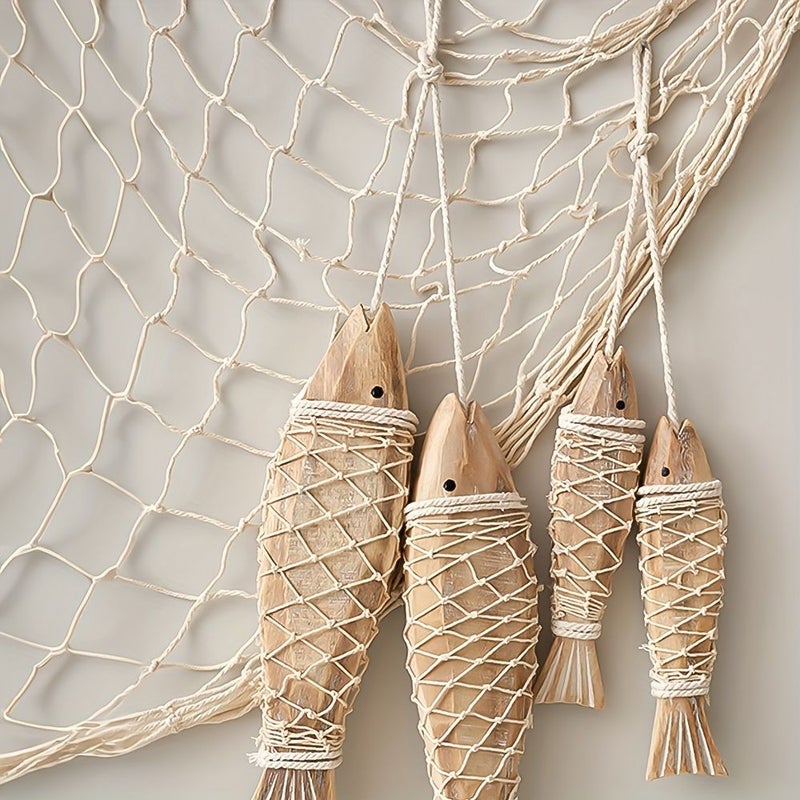 6 Pieces Large Nautical Fish Net Wall Decorations Jumbo Fishing Net Party Supplies 39.3 X 78.7 Inches For Mermaid Pool Luau Beach Theme Parties Hawaiian Tropical Table Cover Fabric Wall Hanging Easy Assembly - Image 5