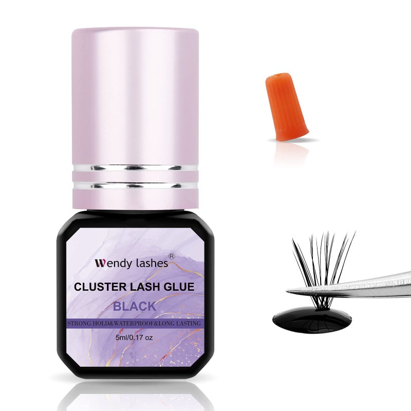 WENDY LASHES Lash Cluster Glue Eyelash Black Sensitive Fast Drying Waterproof Lashes-Glue Individual Long Lasting DIY Lashes Extension Strong Hold-for Using at Home(5ML) - Image 1