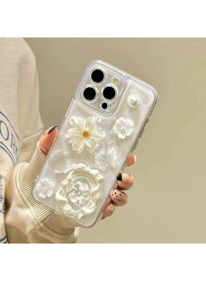 ShebSheb for iPhone 15 Pro Max Case Glitter Flower Case,Cute Girly 3D Flower Floral Pearl Bling Sparkle Soft Silicone Aesthetic Women Girls Phone Cover - Image 1