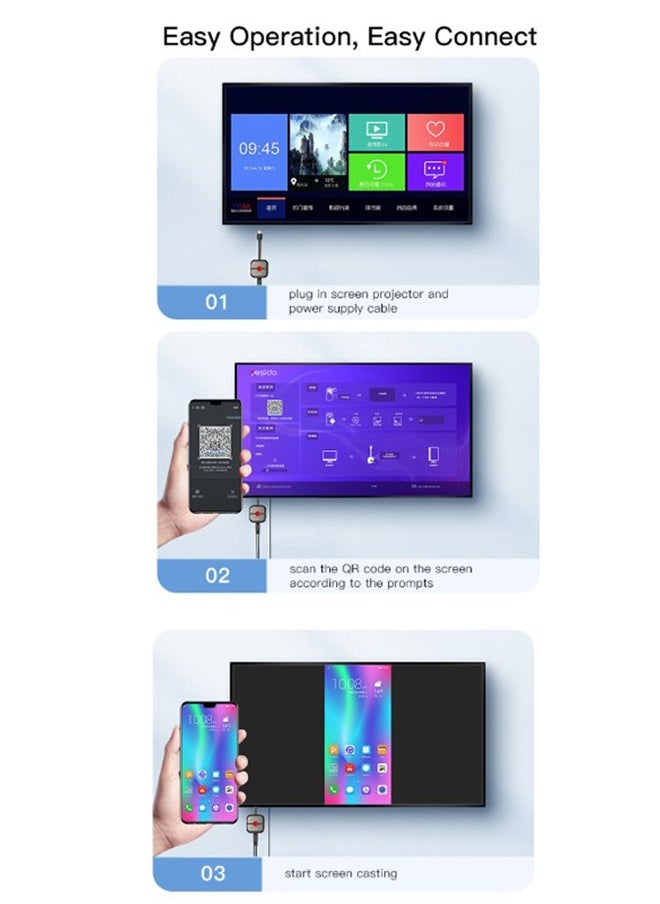 يسيدو - محول يسيدو جهاز استقبال شاشة لاسلكي يسيدو TV10 2.4G عالي الوضوح اتش دي ام اي أسود - Image 1
