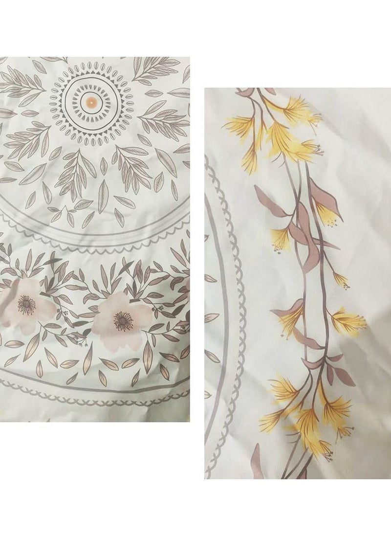 Generic White Bohemian Tapestry Wall Hanging Mandala Floral Medallion Hippie with Light Brown Aesthetic Wreath Design Cream Decor Blanket for Bedroom Home Dorm  - Image 5