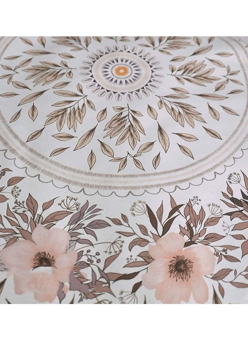 Generic White Bohemian Tapestry Wall Hanging Mandala Floral Medallion Hippie with Light Brown Aesthetic Wreath Design Cream Decor Blanket for Bedroom Home Dorm  - Image 4