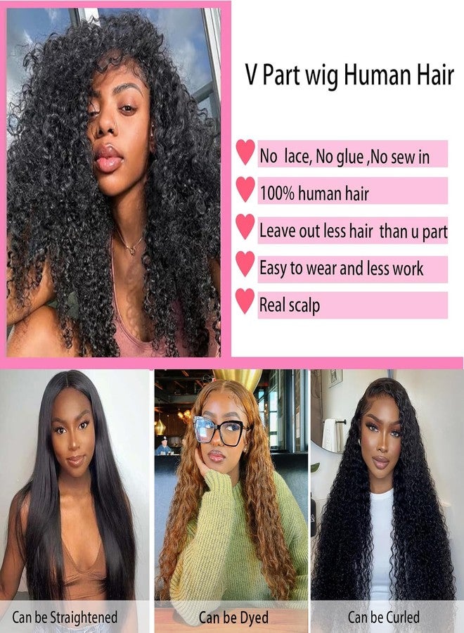 sterly V Part Wig Human Hair Glueless No Leave Out Upgrade U Part Wigs Burmese Curly Wig with Spiral End Deep Curly Wigs For Women Full Head Clip In Half Wigs 200% Density 18inch - Image 2