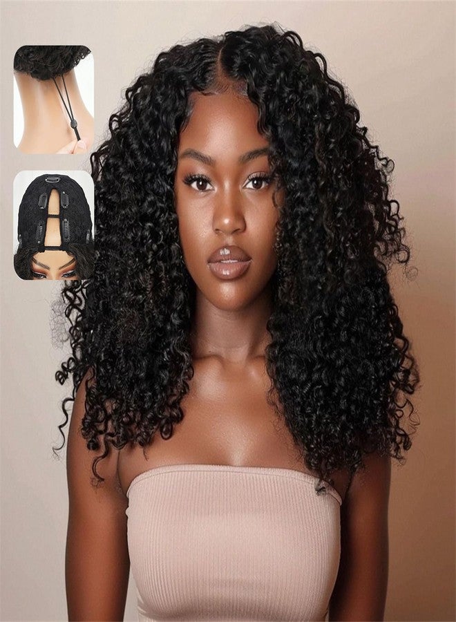 sterly V Part Wig Human Hair Glueless No Leave Out Upgrade U Part Wigs Burmese Curly Wig with Spiral End Deep Curly Wigs For Women Full Head Clip In Half Wigs 200% Density 18inch - Image 1