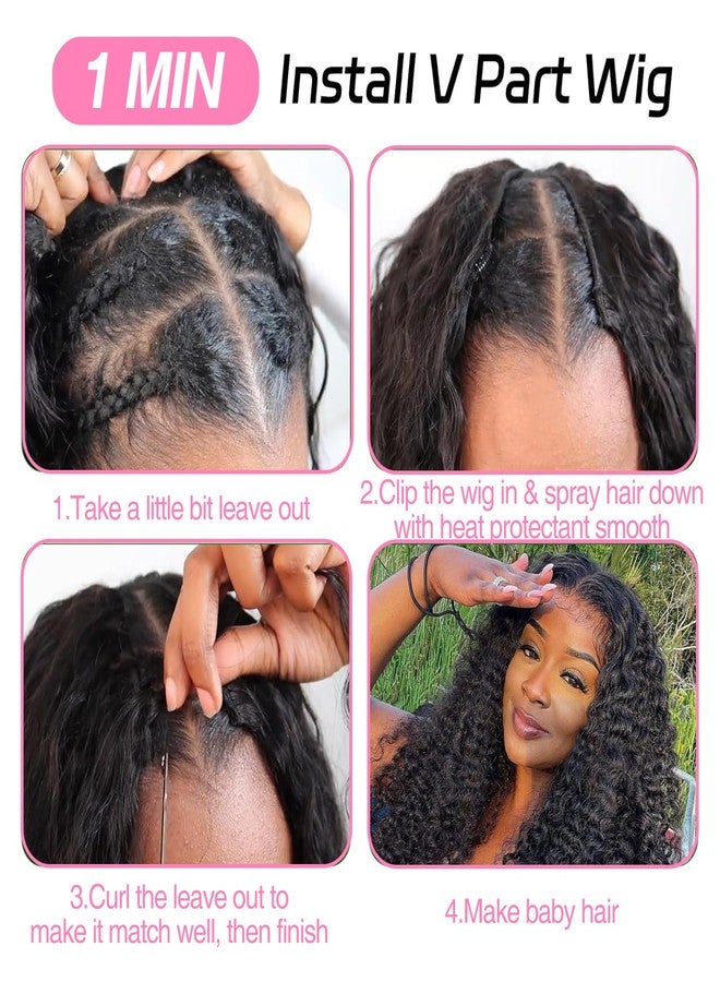 sterly V Part Wig Human Hair Glueless No Leave Out Upgrade U Part Wigs Burmese Curly Wig with Spiral End Deep Curly Wigs For Women Full Head Clip In Half Wigs 200% Density 18inch - Image 5