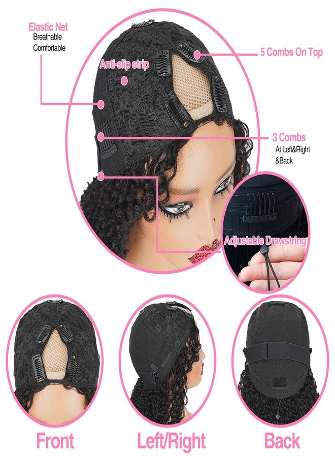 sterly V Part Wig Human Hair Glueless No Leave Out Upgrade U Part Wigs Burmese Curly Wig with Spiral End Deep Curly Wigs For Women Full Head Clip In Half Wigs 200% Density 18inch - Image 3