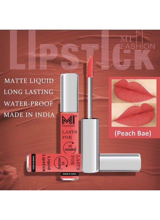 MI FASHION Made In India Lipstick Combo Offers 100% Veg Long Lasting Peach Liquid Matte Lipstick Pink Wink Creamy Matte Lipstick  - Image 5