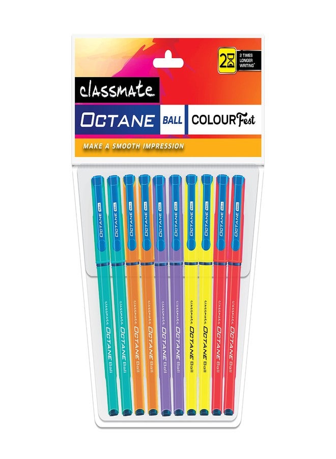 Classmate Octane Colour Fest- Blue Ball Pens (Pack of 10) | Smooth & Fast Writing Ball Pens | Attractive Body Colours|Comfortable to Hold & Write|School & Office Stationery|Work from Home Essentials - Image 1