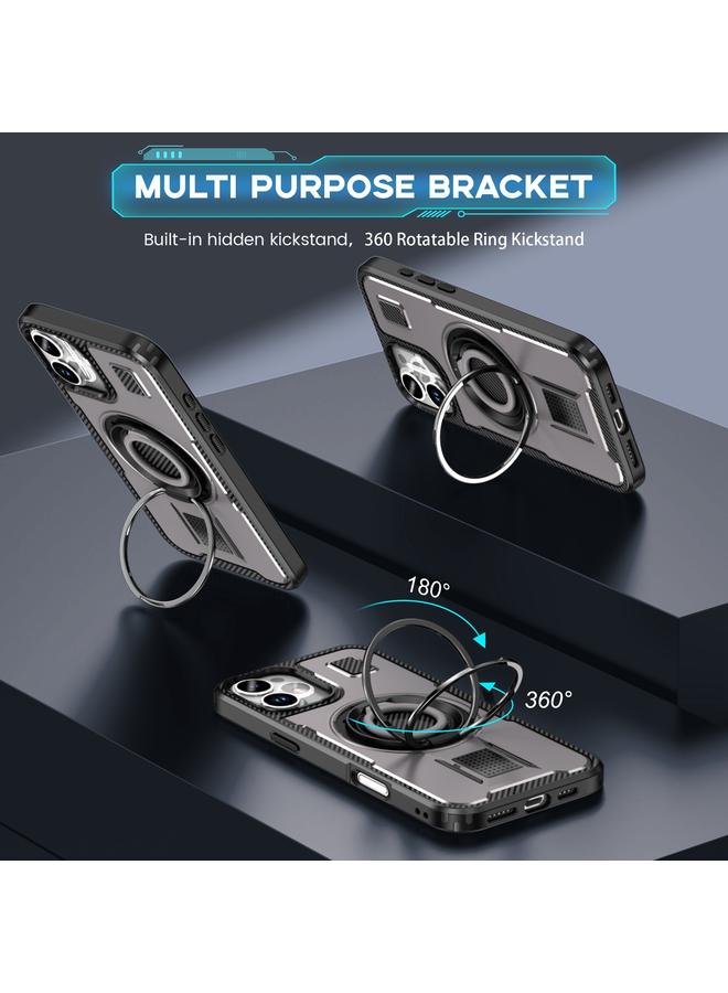 S-TOP Case For iPhone 15 Ring Holder Carbon Fiber PC Hybrid TPU Phone Case - Image 2