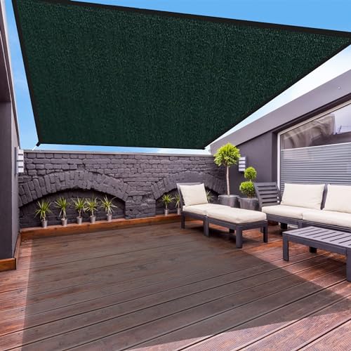 FREDDO HDPE Fabric Polyester Webbing Sun Shade Sails 85-90% Protection from Sun & UV Rays Ideal for Car Parking, Outdoor Garden, Balcony, Patio, Dark Green Color, 9.5 ft x 8 ft, Pack of 1 Piece - Image 1
