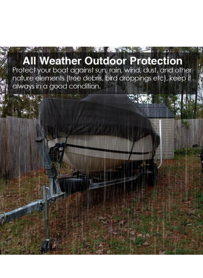 General 11-13FT Boat Cover Yacht Outdoor Protection Trailer Boat Cover Waterproof 210D Polyester Oxford Cloth Boat Cover for Professional Ski Style Bass Boat  - Image 5