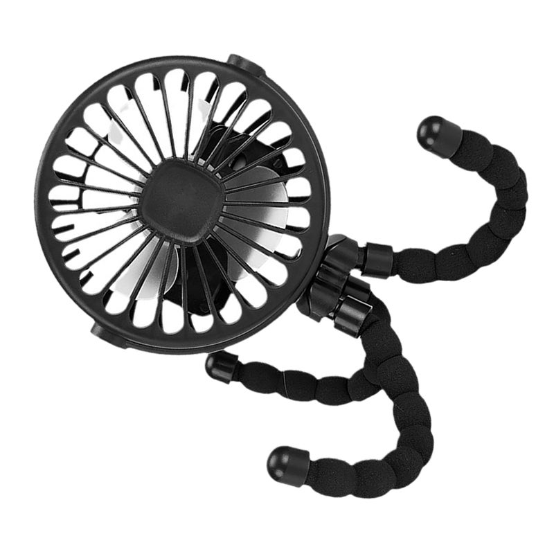 Stroller Fan Battery Operated Flexible Tripod Clip On Fan Silent Baby Car Fan Portable Compact Cooling Fan for Travel Outdoor Black - Image 5