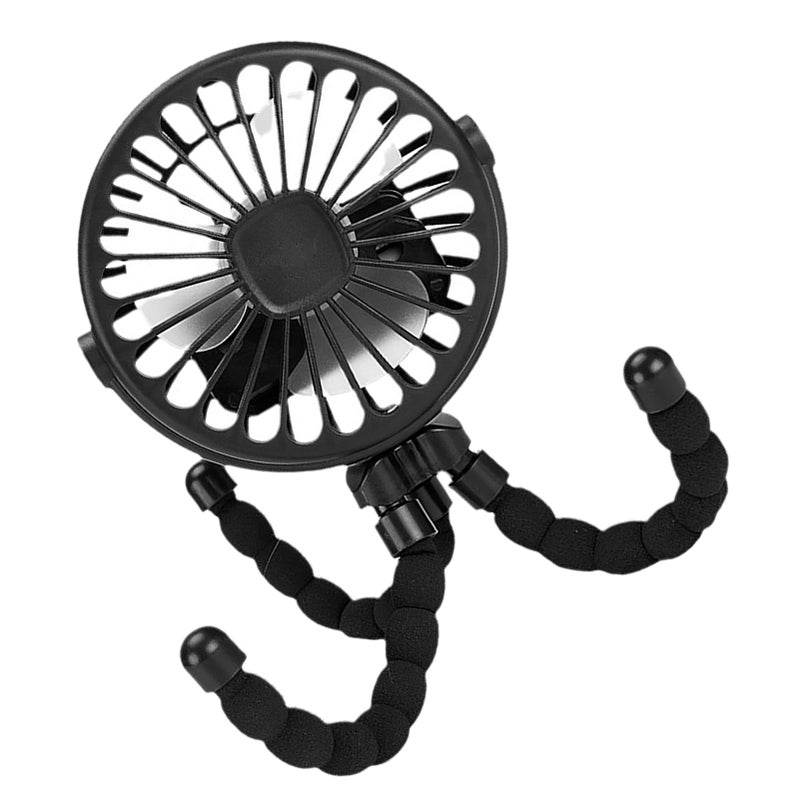 Stroller Fan Battery Operated Flexible Tripod Clip On Fan Silent Baby Car Fan Portable Compact Cooling Fan for Travel Outdoor Black - Image 4