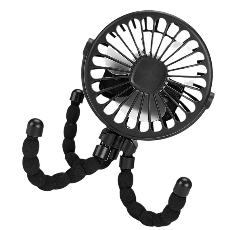 Stroller Fan Battery Operated Flexible Tripod Clip On Fan Silent Baby Car Fan Portable Compact Cooling Fan for Travel Outdoor Black - Image 2