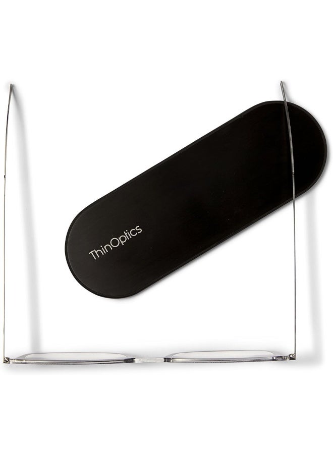 ThinOptics Frontpage Manhattan Reading Glasses + Milano Aluminum Case, Rectangle Black/Regular Case, 2 x - Image 3
