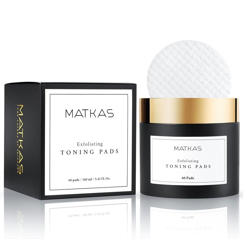 MATKAS Korean Exfoliating Toning Pads for Oil Control Large Pores Blackheads Uneven Skin Tone Textured Skin  Glycolic Acid Lactic Acid Salicylic Acid Witch Hazel Extract Korean Toner Pads 60