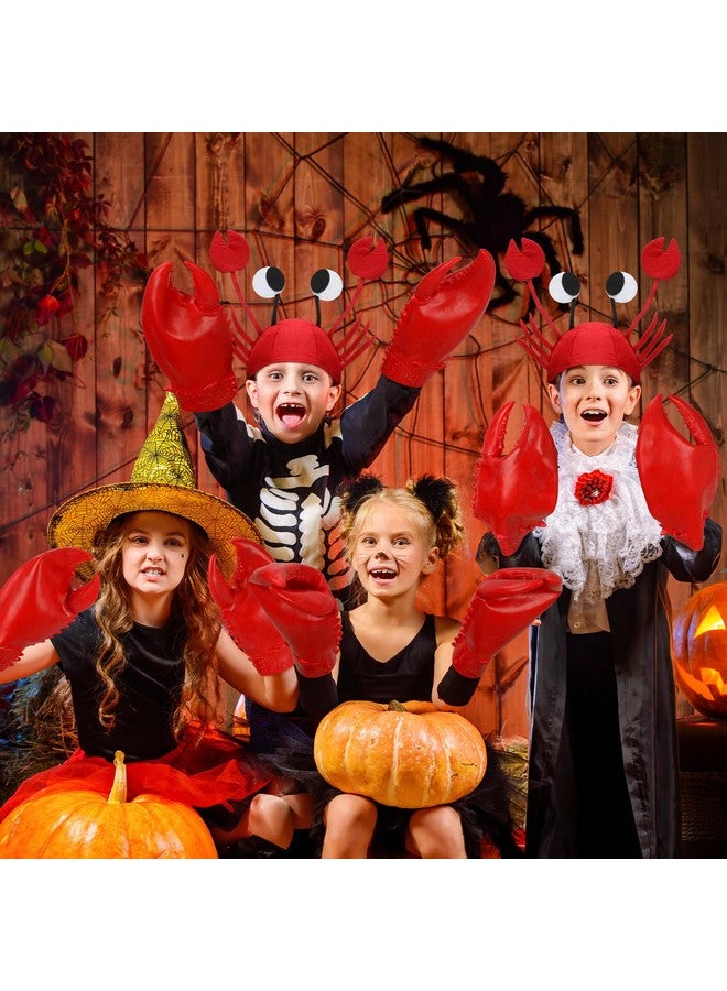 Newcotte Newcotte 2 Pcs Halloween Crab Lobster Costume Set Funny Hat Latex Giant Crab Claws Gloves for Men Women Cosplay Party(Crab Style) - Image 4