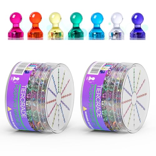 Tiergrade Push Pin Magnets - Tiergrade 120 Pack 7 Assorted Color Strong, Office, Use at Kitchen Home and School Classroom, for Refrigerator Dry Erase Board and Whiteboard. - Image 1