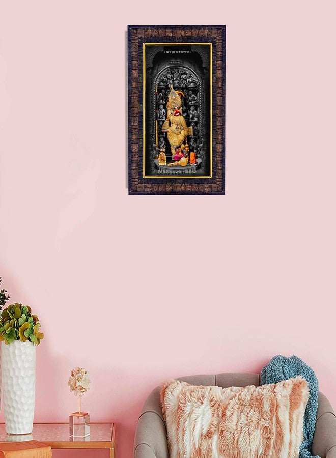 هاواي إطار صور ديني لديكور المنزل من الخشب الهندسي Hawai Shree Kashtabhanjan Dev Hanumanji للمنزل والمكتب وغرفة بوجا | الحجم- 36x26x2 سم | SFDI00611_BLK - Image 3