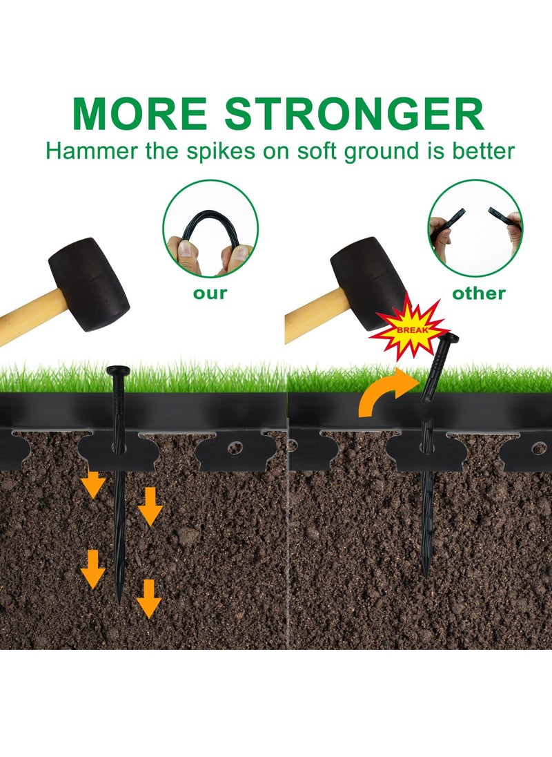 SYOSI 30FT Landscape Edging Border Kit No Dig Garden Edging Border Paver Edging 2 Inch Tall Border Lawn Edging Roll for Landscaping Lawn Flower Beds Grass Yard with 27 Anchoring Spikes Black  - Image 5