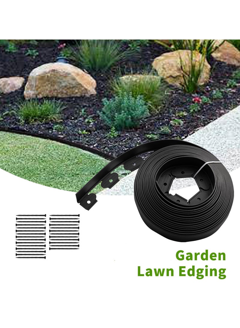 SYOSI 30FT Landscape Edging Border Kit No Dig Garden Edging Border Paver Edging 2 Inch Tall Border Lawn Edging Roll for Landscaping Lawn Flower Beds Grass Yard with 27 Anchoring Spikes Black  - Image 3