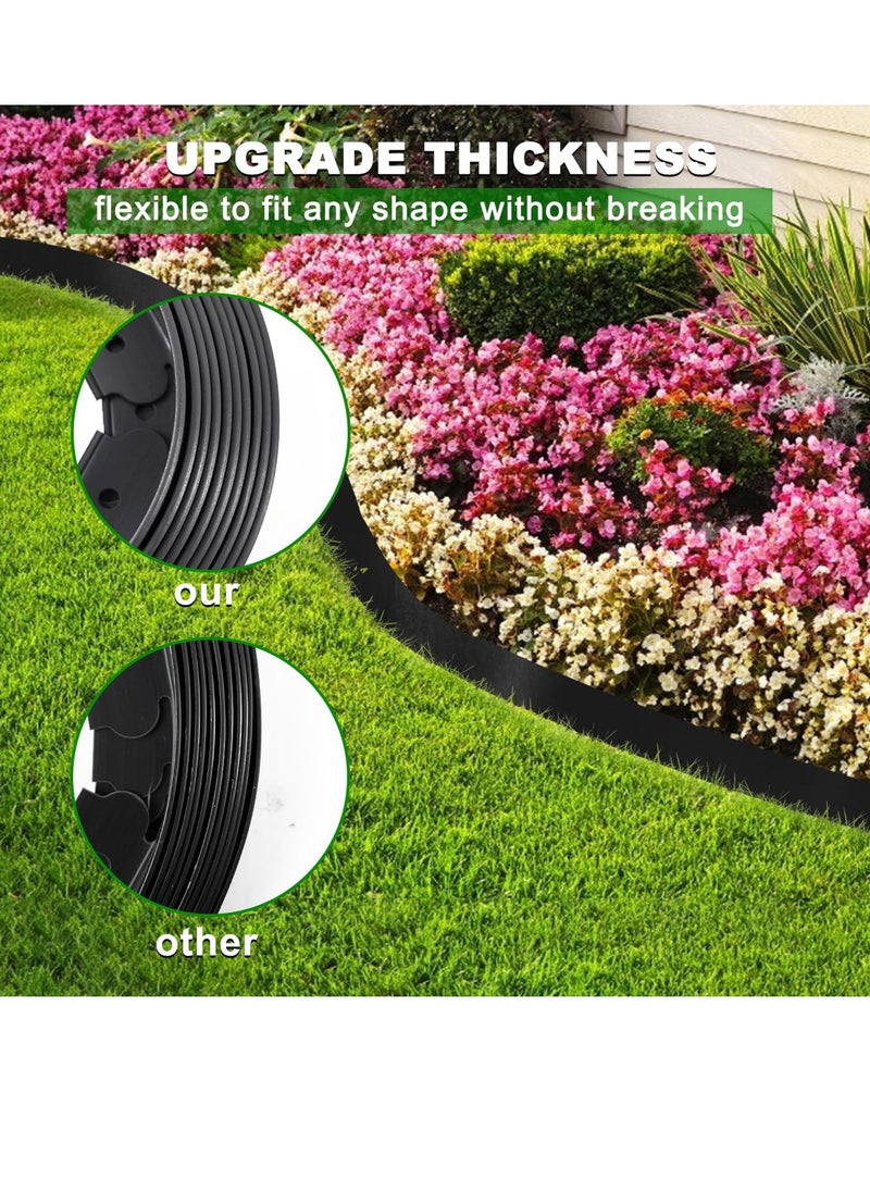 SYOSI 30FT Landscape Edging Border Kit No Dig Garden Edging Border Paver Edging 2 Inch Tall Border Lawn Edging Roll for Landscaping Lawn Flower Beds Grass Yard with 27 Anchoring Spikes Black  - Image 4