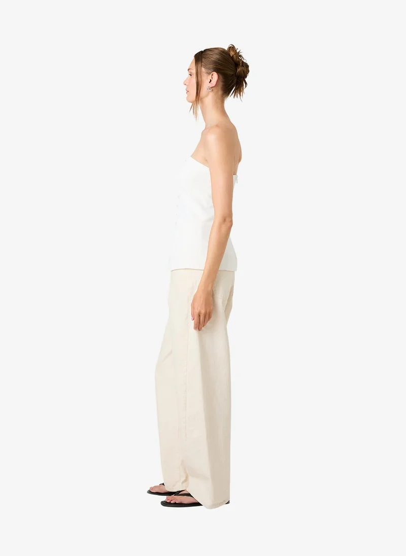 French Connection  Women's Harrie Tailored Faux Button White Strapless Top for Women | Best Price UAE