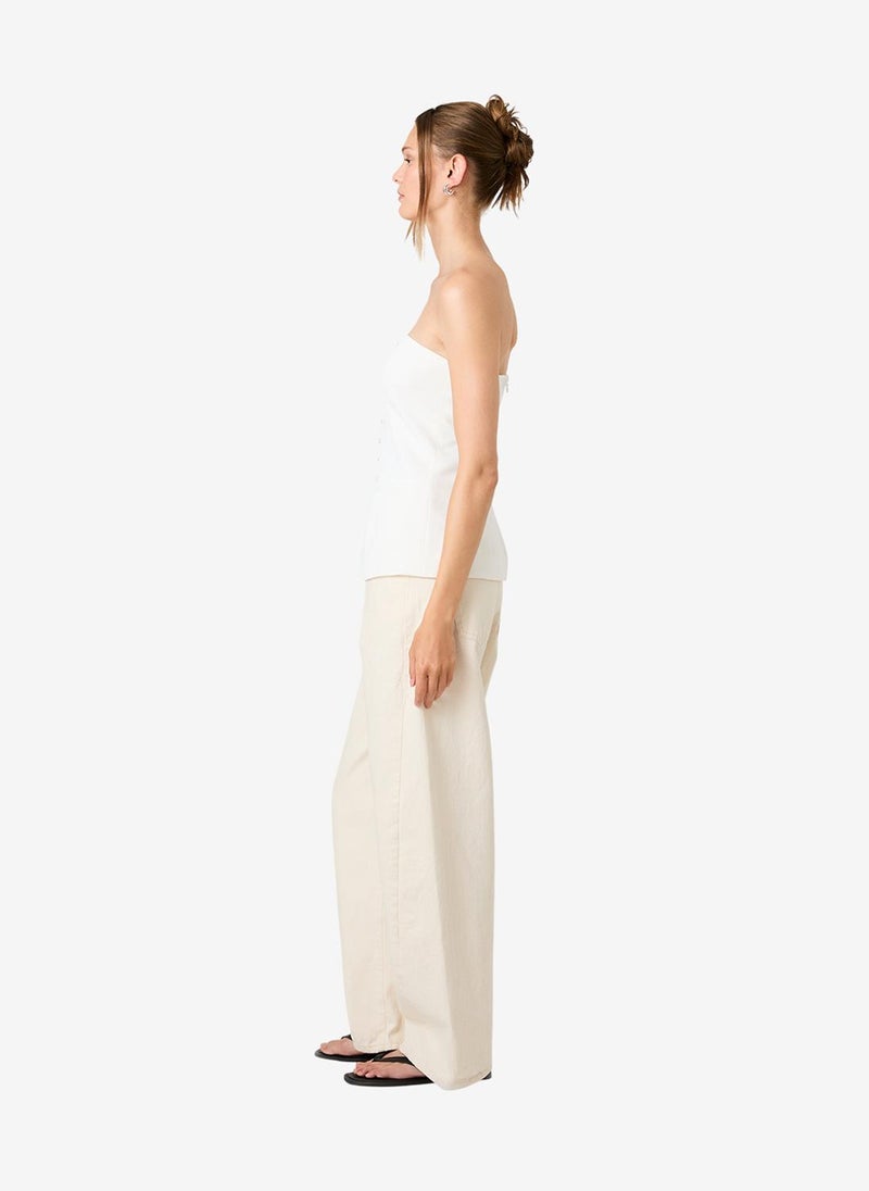 French Connection Women's Harrie Tailored Faux Button White Strapless Top - Image 3