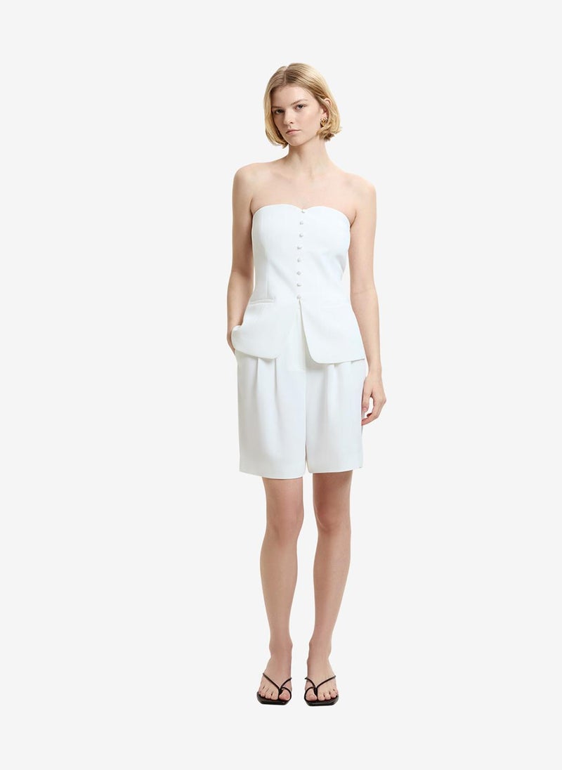 French Connection Women's Harrie Tailored Faux Button White Strapless Top - Image 5