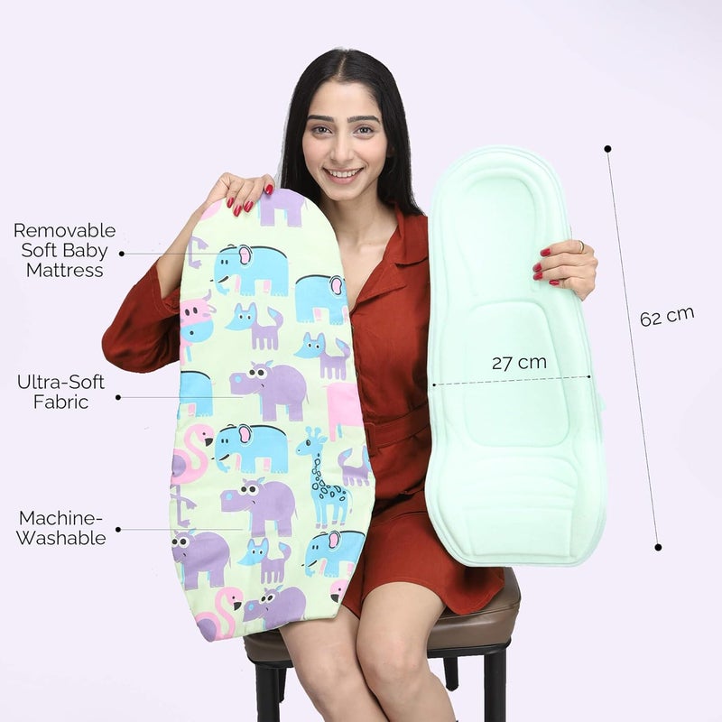 HOOPA وسادة تغذية HOOPA 2 في 1 مع مرتبة قطنية ناعمة (أخضر نعناعي) | وسادة رضاعة | حاملة أطفال | حديثي الولادة حتى 4 أشهر | دعم كامل للجسم | وسادة للرضاعة | وسادة للأطفال - Image 4