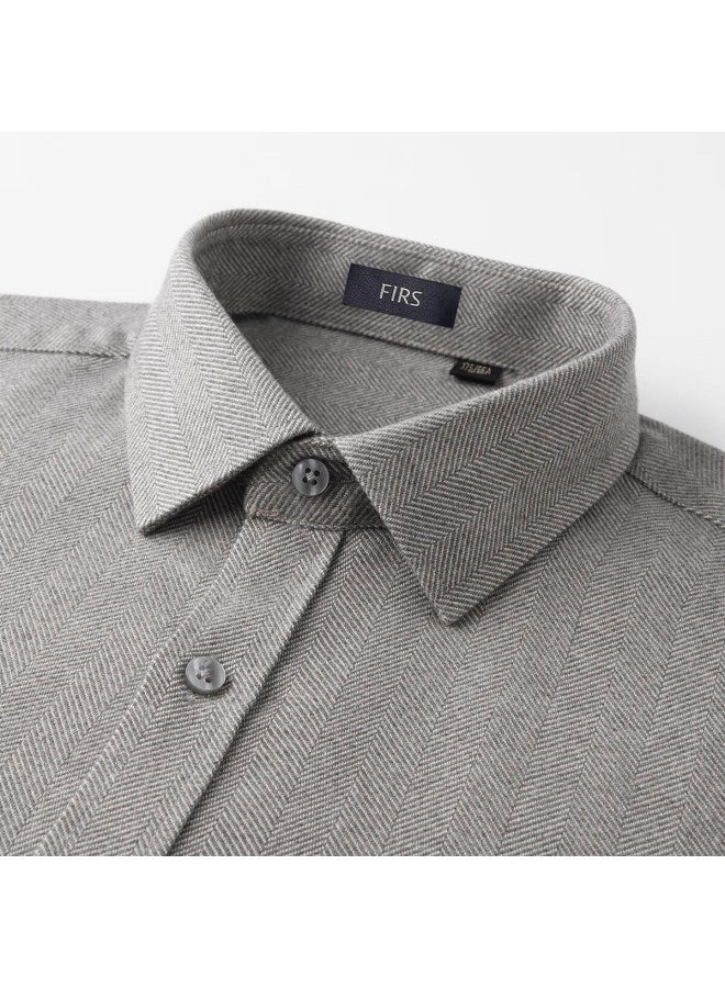 Firs Double-sided Brushed Cotton Long Sleeve Shirt Men Autumn Twill Comfortable Skin-friendly Business Casual Shirt Top - Image 1