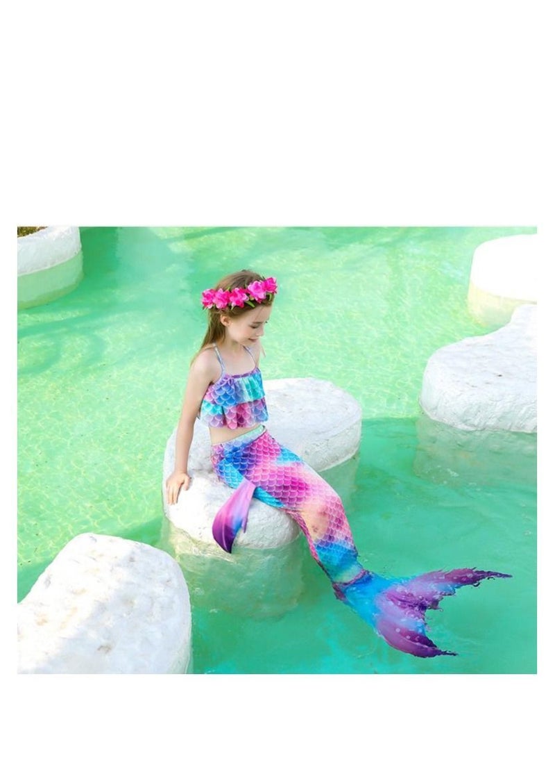 Y&D 3-Piece Mermaid Bathing Swimsuit Set 130CM - Image 1