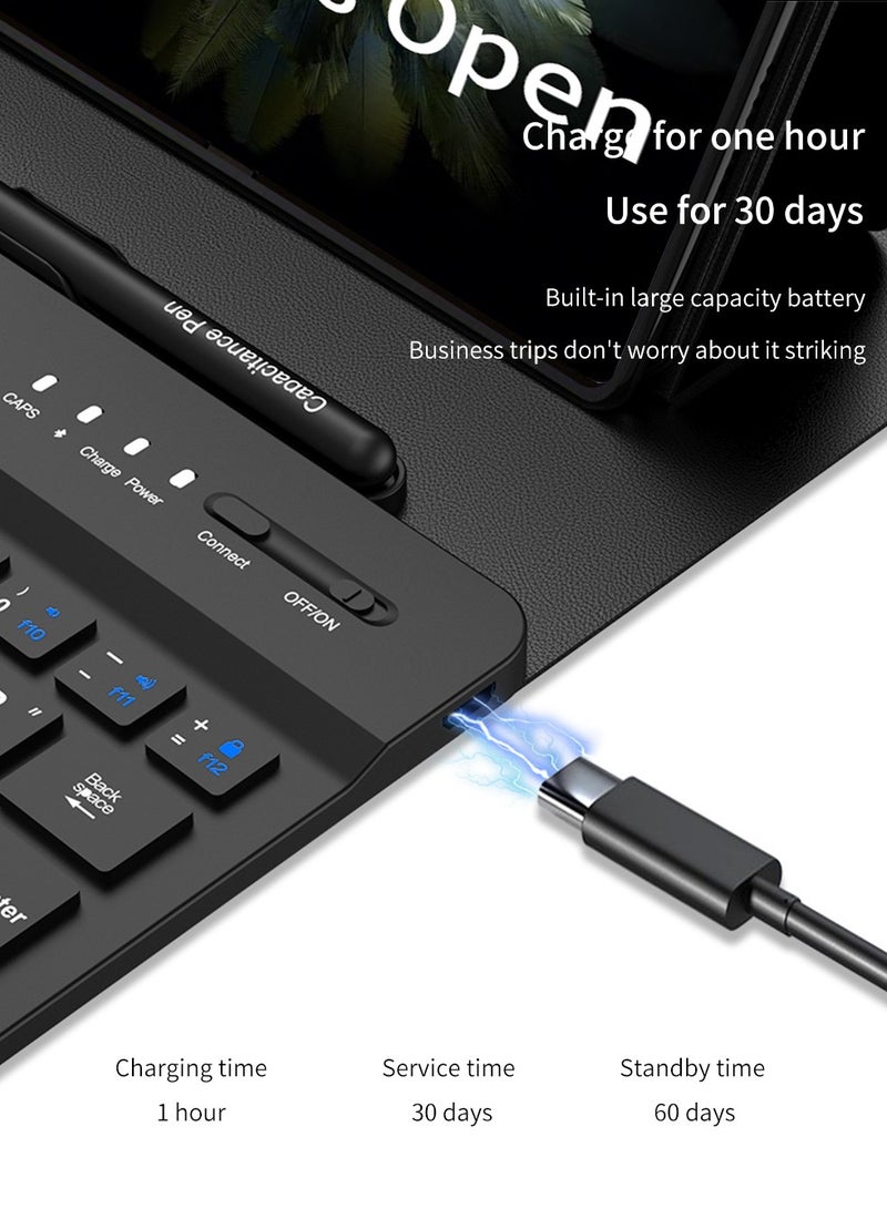 Compatible with Oneplus Open/OPPO Find N3 Keyboard with Bluetooth Mouse and Capacitive Pen Bluetooth Keyboard Wirelessly Connects with Leather Holster - Image 5