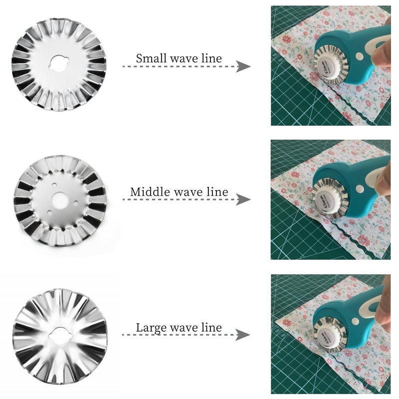 AMASEWART 6 Pack 45mm Pinking Rotary Cutter Blades, Wave Rotary Blades, Decorative Rotary Blades for Quilting,Sewing and Arts & Crafts - Image 3