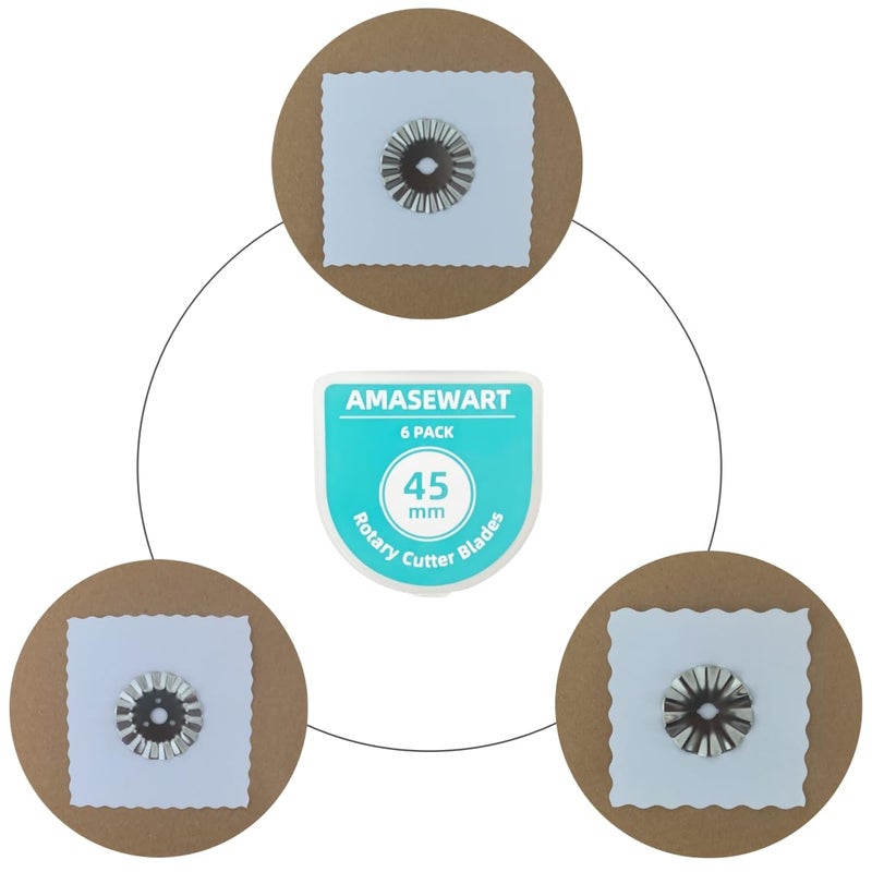 AMASEWART 6 Pack 45mm Pinking Rotary Cutter Blades, Wave Rotary Blades, Decorative Rotary Blades for Quilting,Sewing and Arts & Crafts - Image 4