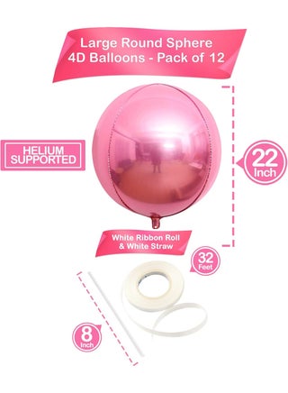 Light Pink Foil Balloons - 22 Inch, Pack of 12 | Light Pink Mylar Balloons for Flamingo Party Decorations | Foil Balloon For Birthday, Gender Reveal, Baby Shower, Bachelorette Party Decor - view 3