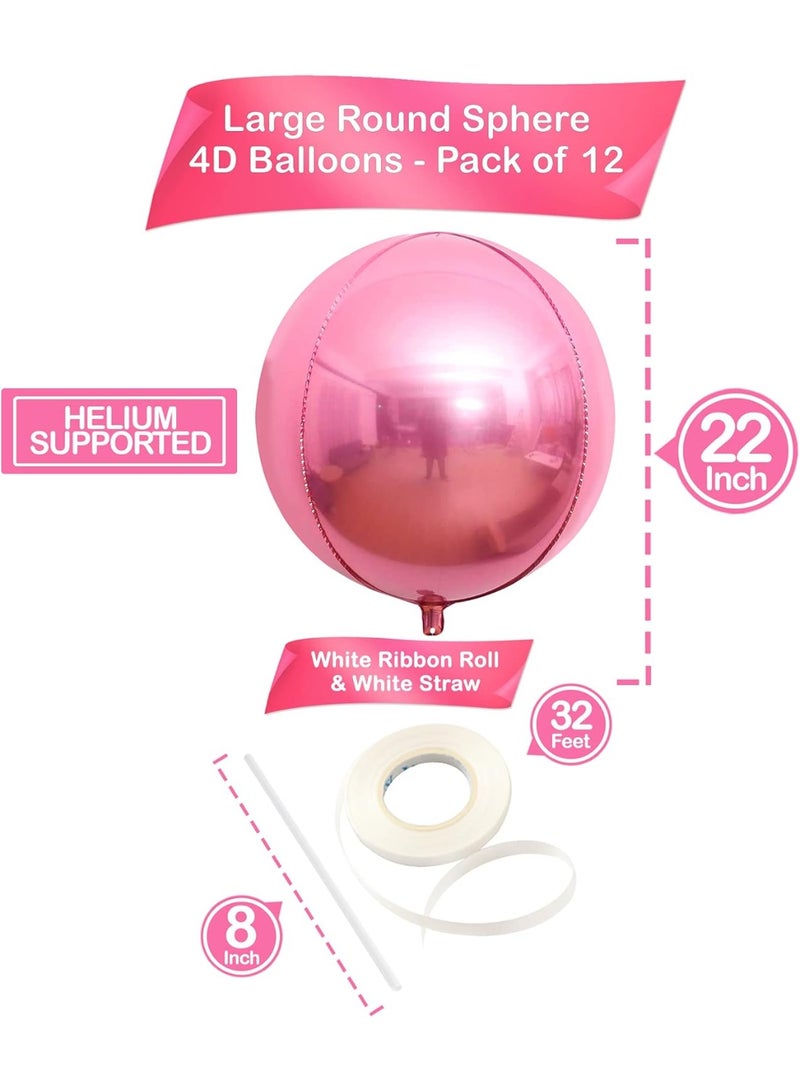 KATCHON Light Pink Foil Balloons - 22 Inch, Pack of 12 | Light Pink Mylar Balloons for Flamingo Party Decorations | Foil Balloon For Birthday, Gender Reveal, Baby Shower, Bachelorette Party Decor - Image 3