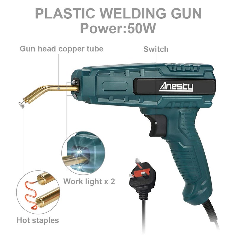 Anesty Hot Stapler Plastic Welding Machine Repair Kit - Car Bumper Repair With 800Pcs Flat/Wave/Outside Inside Corner Staples for Repairing Crack Broken Plastic - Image 2