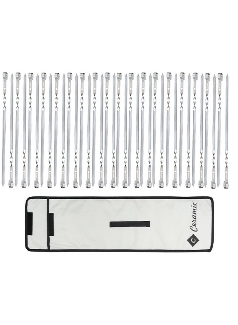 CERAMIC Metal Kabob Skewers 36Pcs 50Cm Flat Skewers For Grilling BBQ Barbecue Skewer Stainless Steel Shish Kebob Reusable Set For Grilling - Image 1