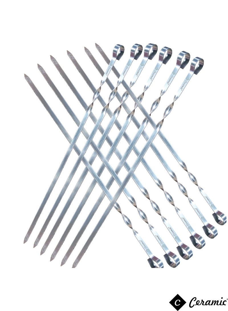 CERAMIC Metal Kabob Skewers 36Pcs 50Cm Flat Skewers For Grilling BBQ Barbecue Skewer Stainless Steel Shish Kebob Reusable Set For Grilling - Image 3