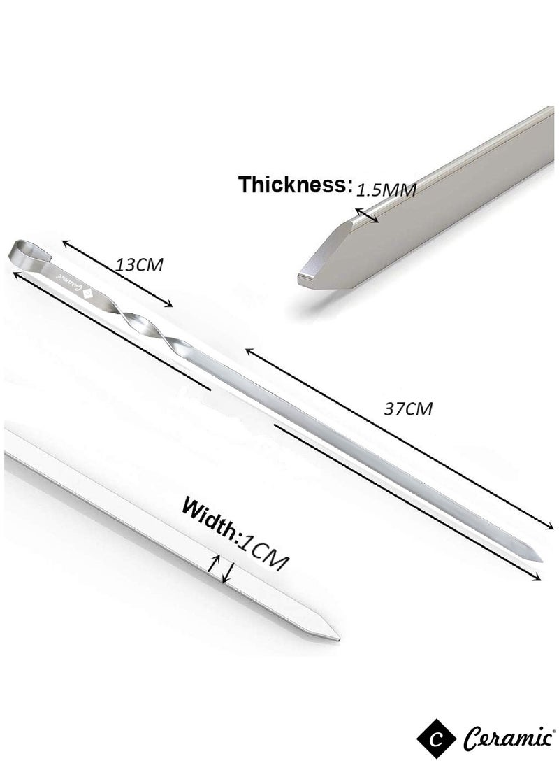 CERAMIC Metal Kabob Skewers 36Pcs 50Cm Flat Skewers For Grilling BBQ Barbecue Skewer Stainless Steel Shish Kebob Reusable Set For Grilling - Image 5