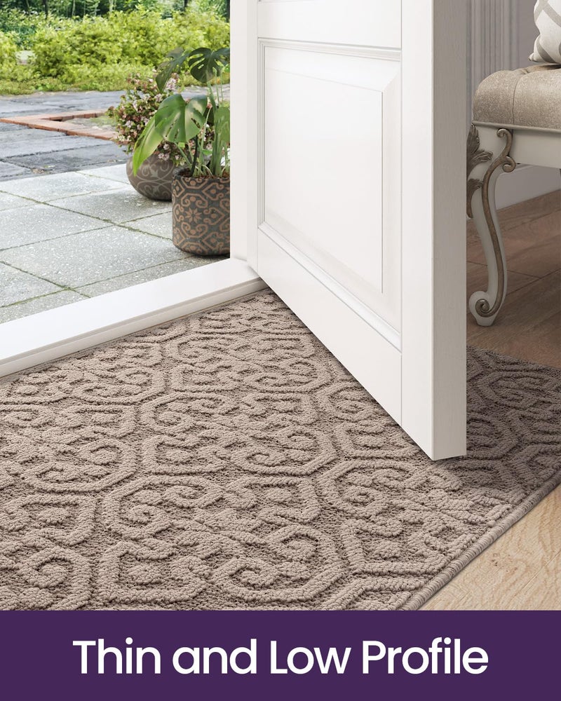DEXI Indoor Front Door Entryway Mat Non Slip, 2x3 Washable Inside Entrance for House Floor Low Profile, Entry Doormat Absorbent Dirt Trapper, Light Beige - Image 5