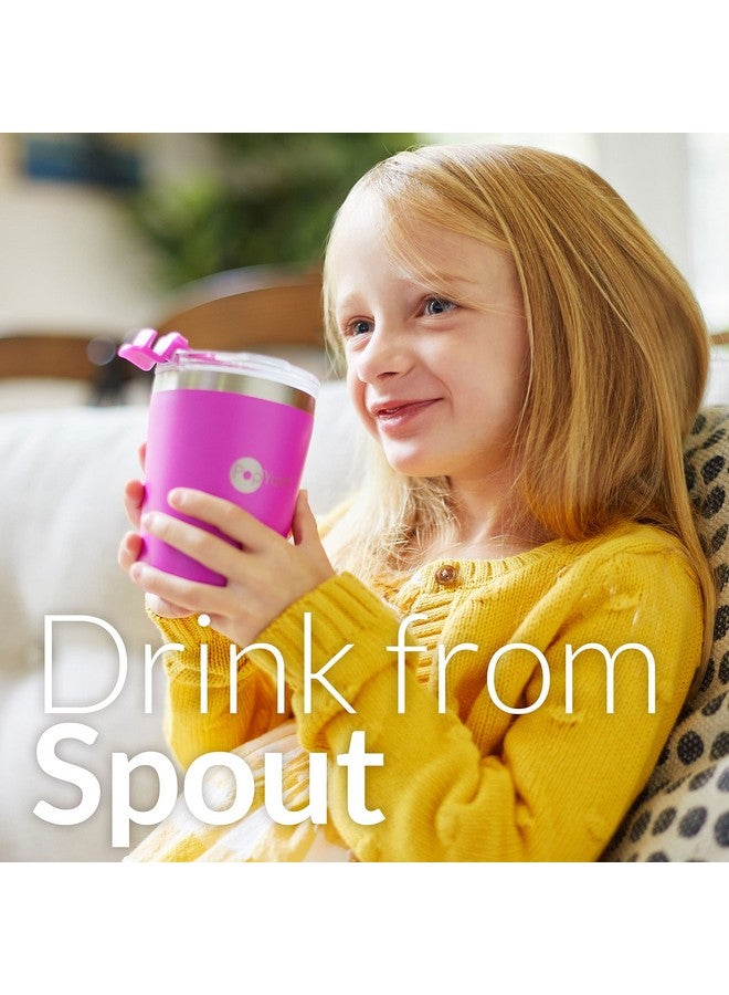 بوب يام كوب PopYum للأطفال معزول من الفولاذ المقاوم للصدأ، سعة 9 أونصة، مزود بغطاء وماصة، عبوة من قطعتين، برتقالي، أزرق، قابل للتكديس، سهل الشرب، للأطفال الصغار، كوب، جدار مزدوج، مانع للتسرب - Image 2