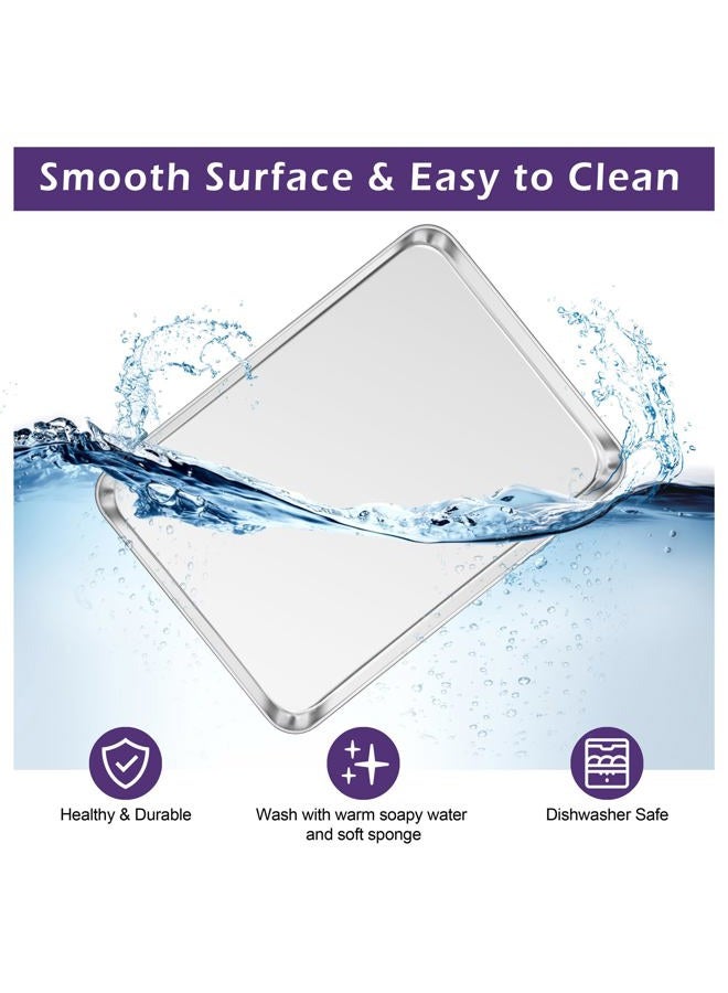 TeamFar Toaster Oven Pan Set of 2, Stainless Steel Toaster Oven Baking Tray Ovenware, 12.5''x 9.5''x1'', Non Toxic & Healthy, Rust Free & Mirror Finish, Easy Clean & Dishwasher Safe - Image 5