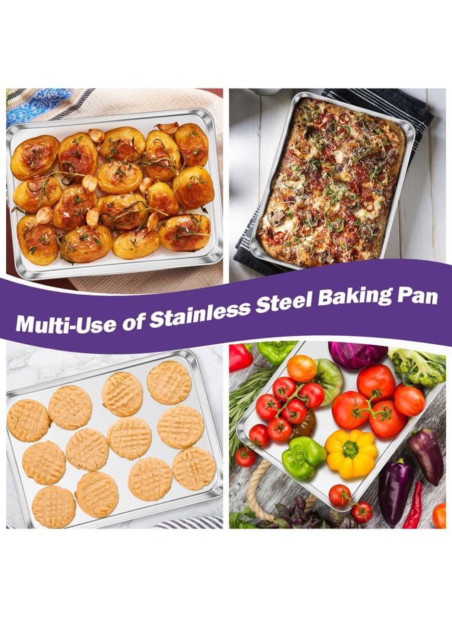 TeamFar Toaster Oven Pan Set of 2, Stainless Steel Toaster Oven Baking Tray Ovenware, 12.5''x 9.5''x1'', Non Toxic & Healthy, Rust Free & Mirror Finish, Easy Clean & Dishwasher Safe - Image 4